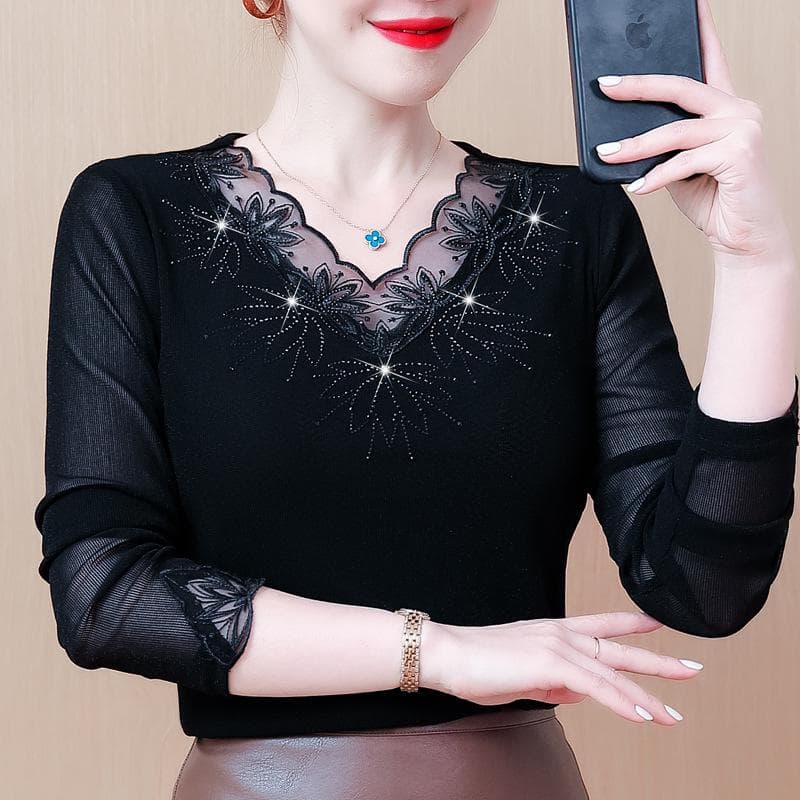 Autumn Top Women's New Long-sleeved Inner with Foreign Style Autumn Bottoming Shirt Women 5XL