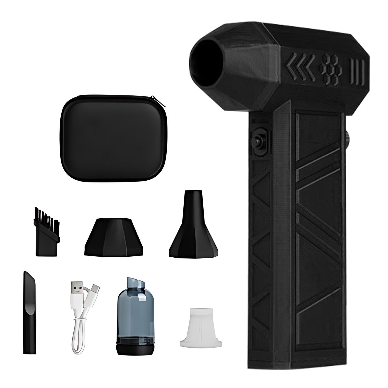 Electric Air Duster 140000RPM Brushless Motor Max.250g Blowing Force Stepless Wind Speed Adjustable black