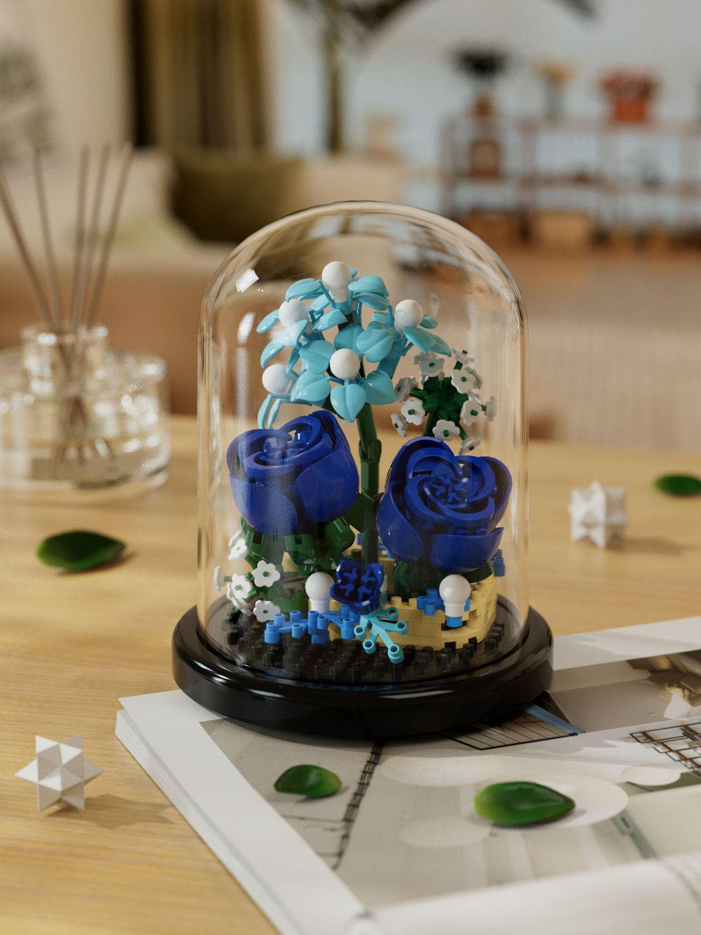 Lego-Compatible Flower Building Blocks: Hibiscus Potted Plant for Kids, Valentine's Day Gift
