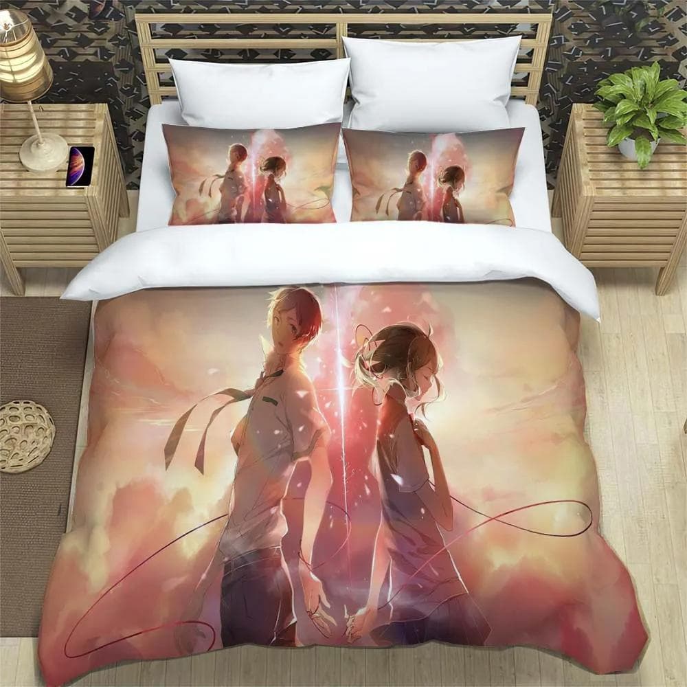 Fashionable cartoon printed bedding set soft and comfortable Customizable comforter bedding sets fashion gift for friends EU single(135x200cm)