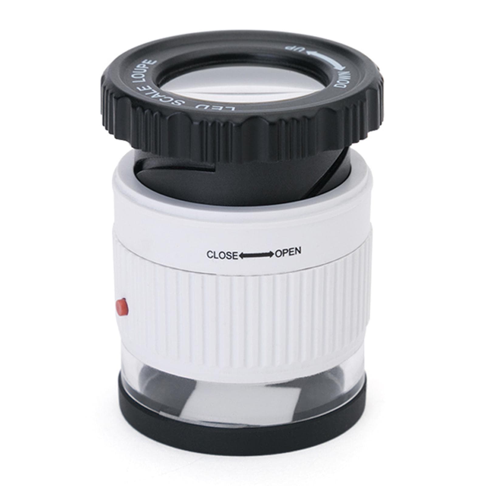LED Scale Loupe 30X Adjustable Magnification Magnifier Metal Cylinder Type Mirror with Scale Small white