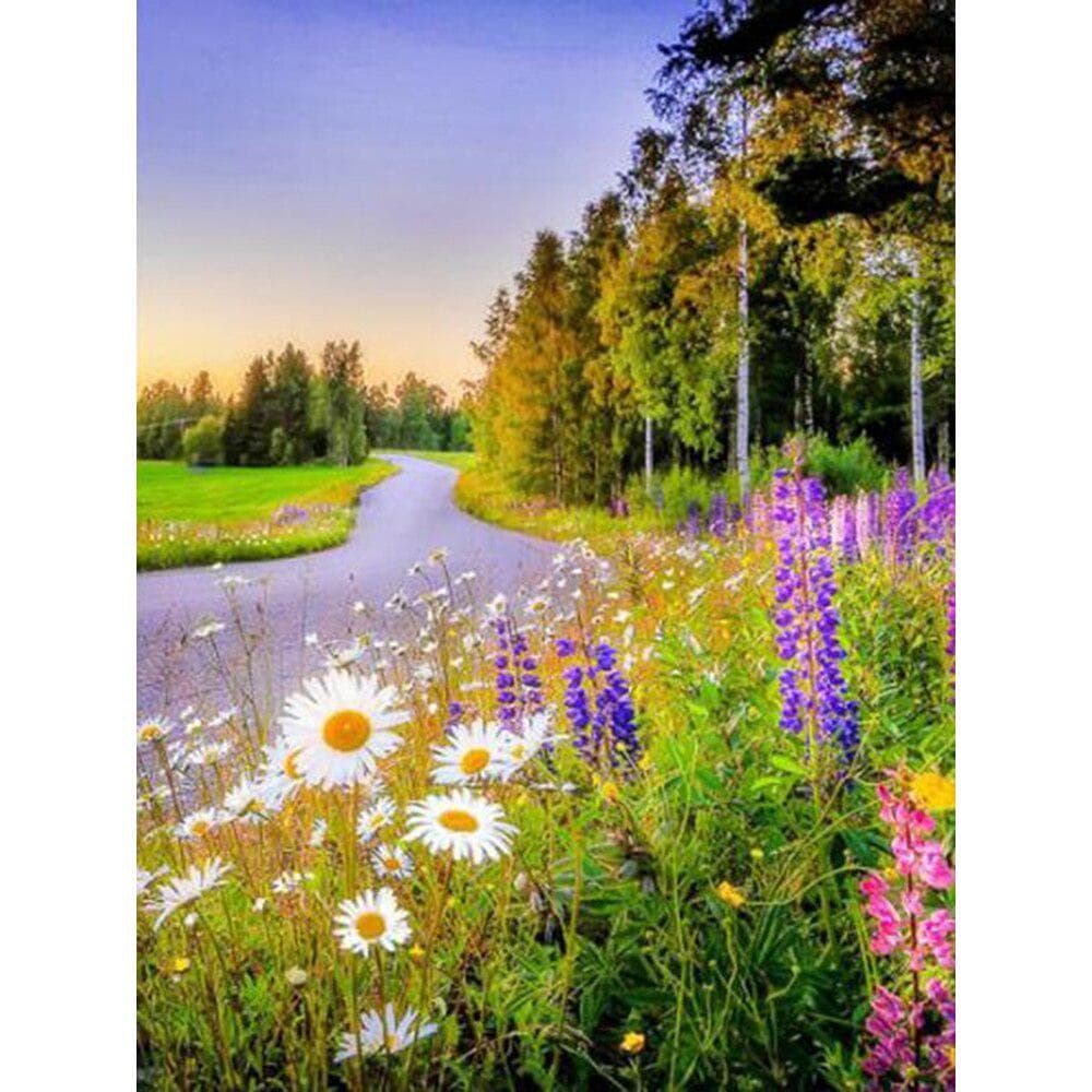 Diamond Mosaic Flower Painting Rhinestones Full Round Drill Diamond Painting Scenery Flower Pattern 20X30CM