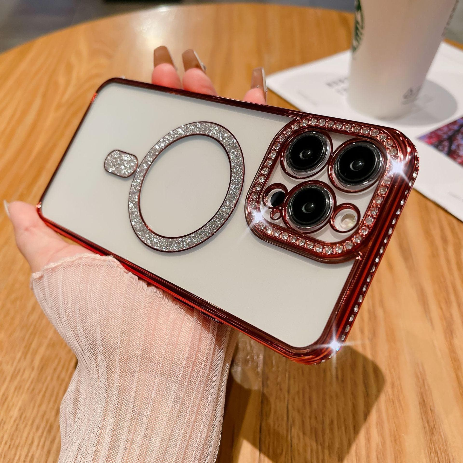 Applicable To IPhone16, Electroplated Water Diamond Phone Case, Glitter Magnetic Ring, Apple 15proMax Drop Protection Case 14 iPhone11pro