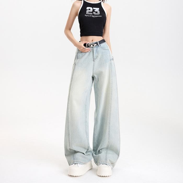 Jeans Women's Spring and Summer Loose Wide-leg Pants Look Thin and Breathable Cool Wide-leg Jeans Women's Spring and Summer 2XL