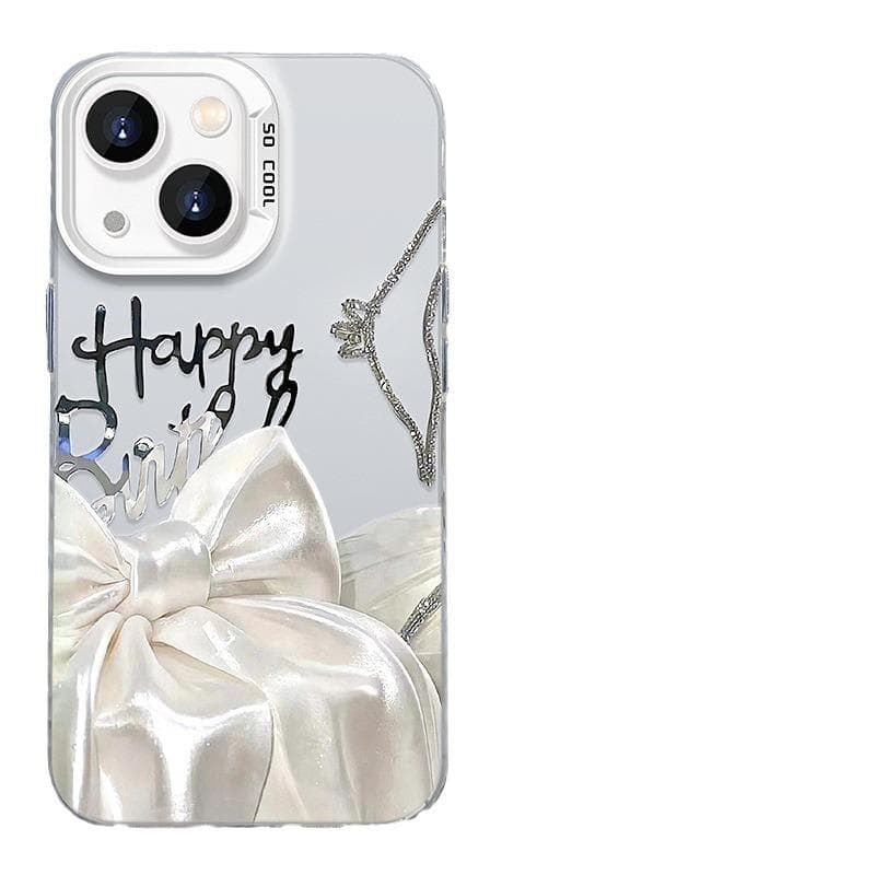 Applicable To Apple 13 Mobile Phone Case Iphone15plus Silk Bow Bracket 14 Color Silver Matte 13 High-end Sense iPhone 6s Plus