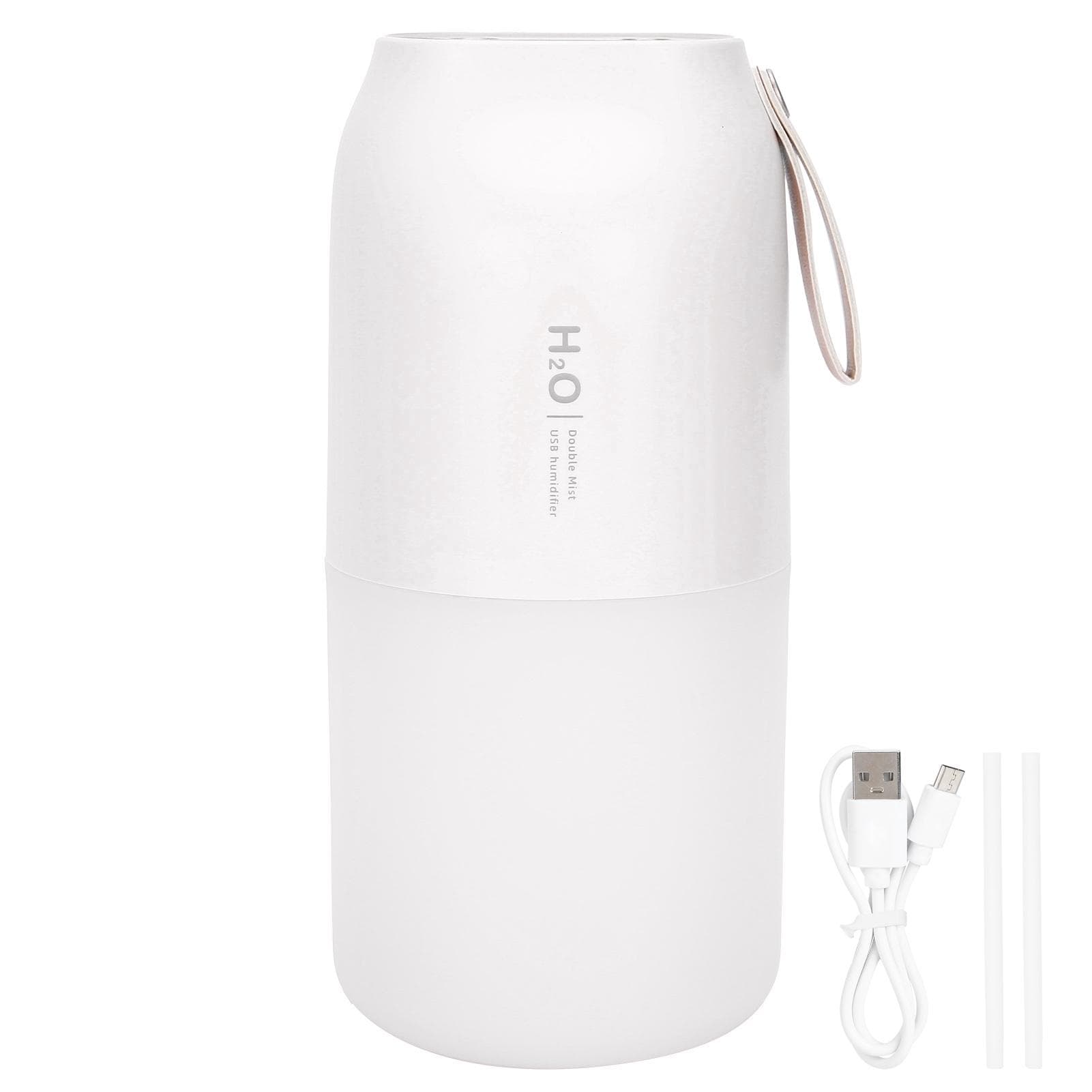 300ml Double Spray Humidifier Diffuser USB Charging Nanometer Atomization 2 Gears Night LightWhite white