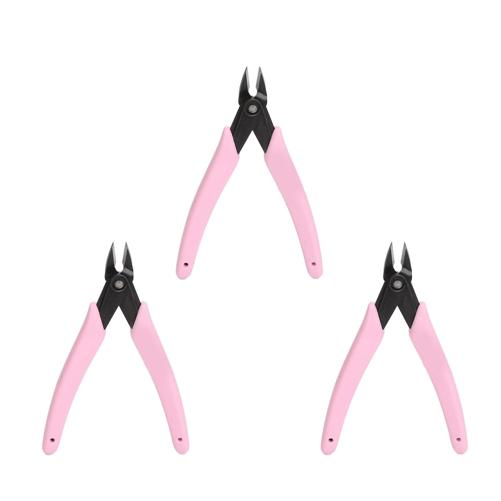 3pcs Stainless Steel Cuticle Cutter Automatic Rebound Anti Slip Rhinestone Remover Cuticle Nippers pink