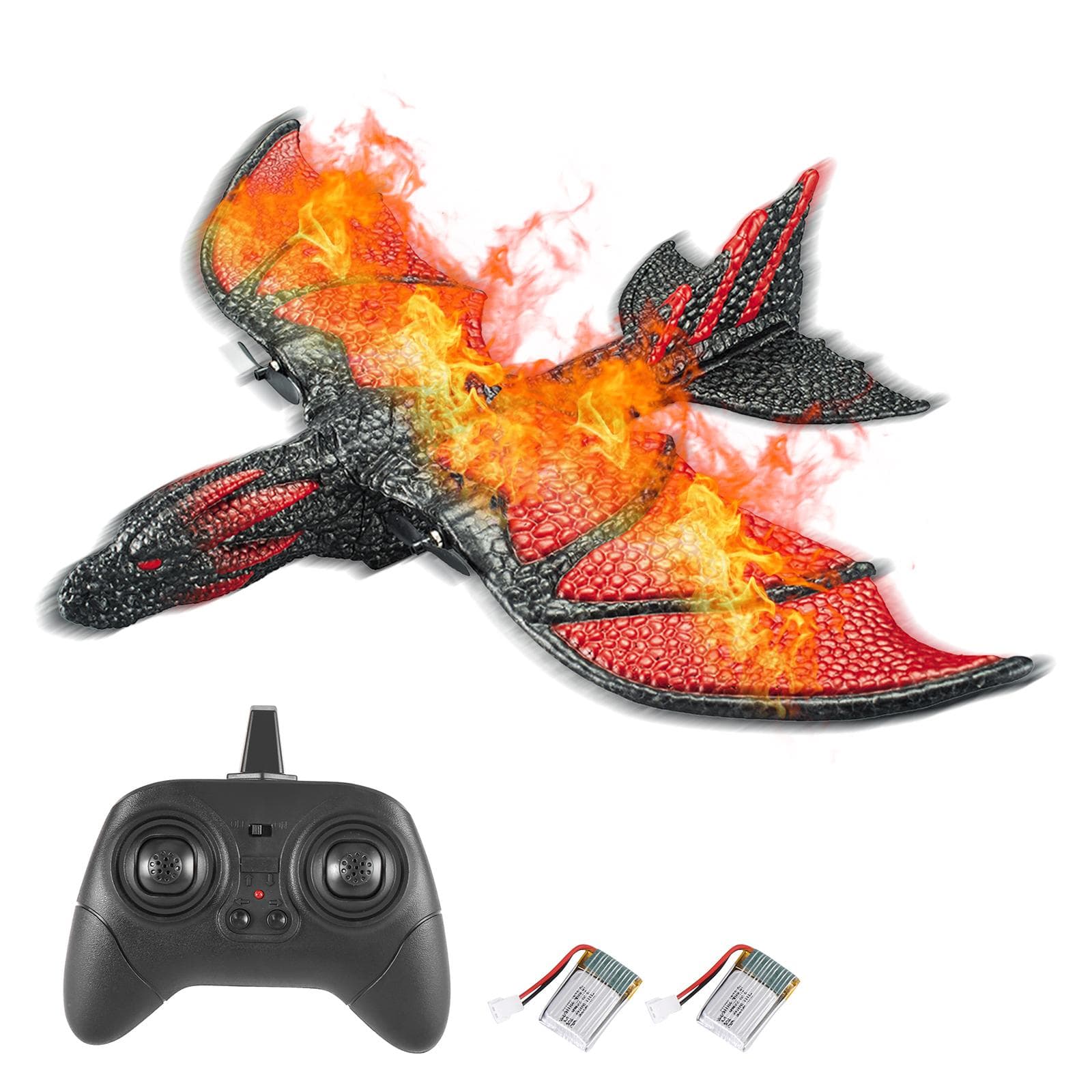 Remote Control Plane, 2.4Ghz Remote Control Airplane with Gyro Stabilizer & 2 Batteries, EPP Foam 2 Battery red/black