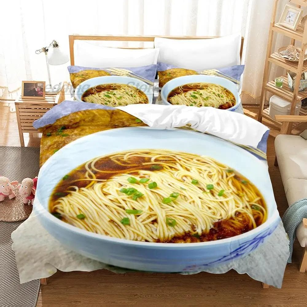 Gourmet Spaghetti Italian Bedding Set Single Twin Full Queen King Size Bed Set Aldult Kid Bedroom Duvetcover Sets 3D Breakfast 70x133cm 2pcs