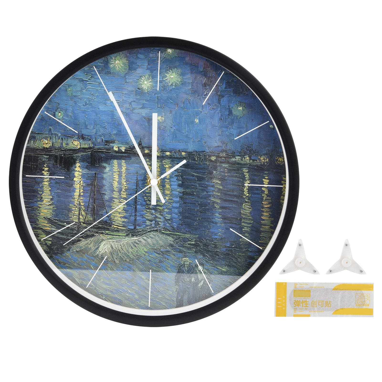 LED Night Light Wall Clock Sound Control Wall Clock Metal Black Round Wall Clock for Living Room