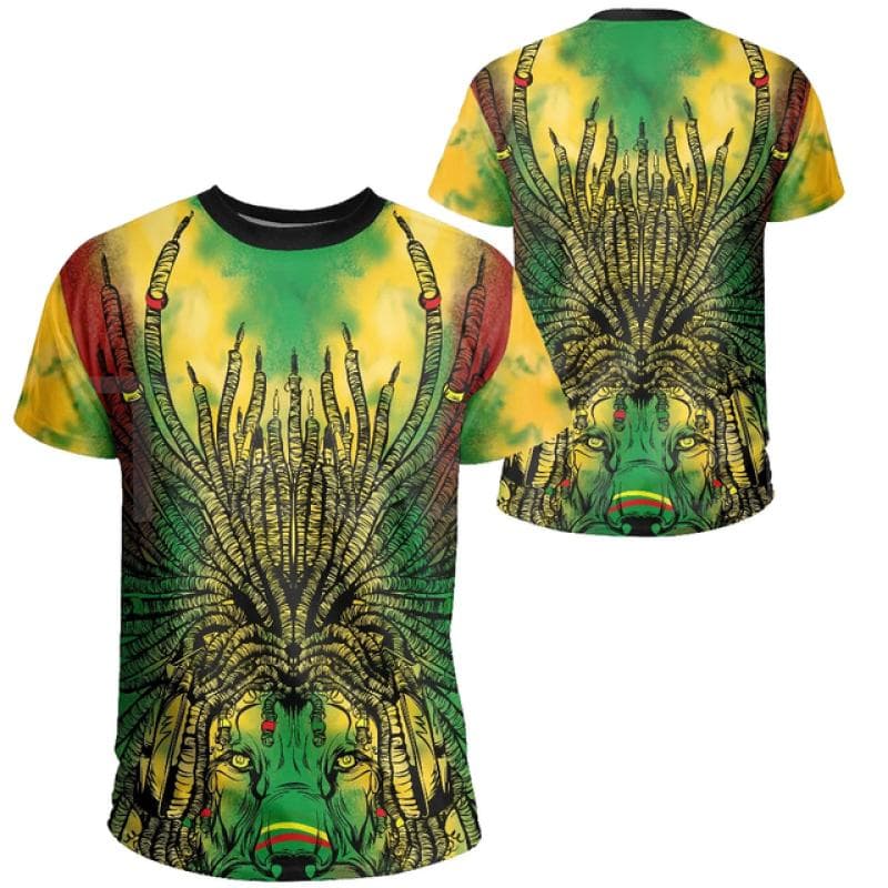 Tessffel Jamaica Lion Emblem Summer Fashion 3D Print Tops Tee Tshirt Men Women Short Sleeve T shirt Streetwear Style-4 M