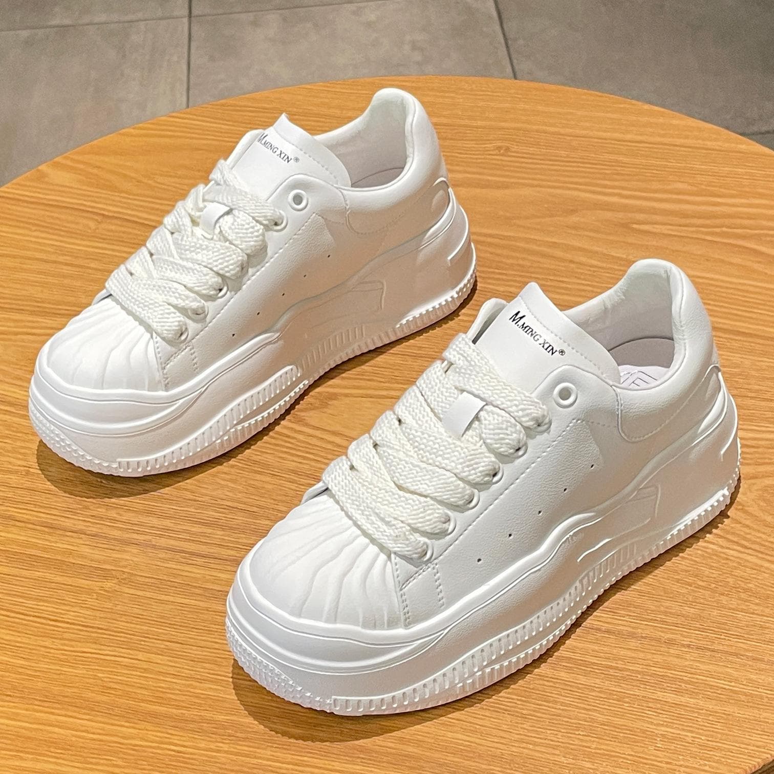 Sponge Cake Thick-soled Small White Shoes Women's Spring New All-match Light Casual Sports Shoes 40 white