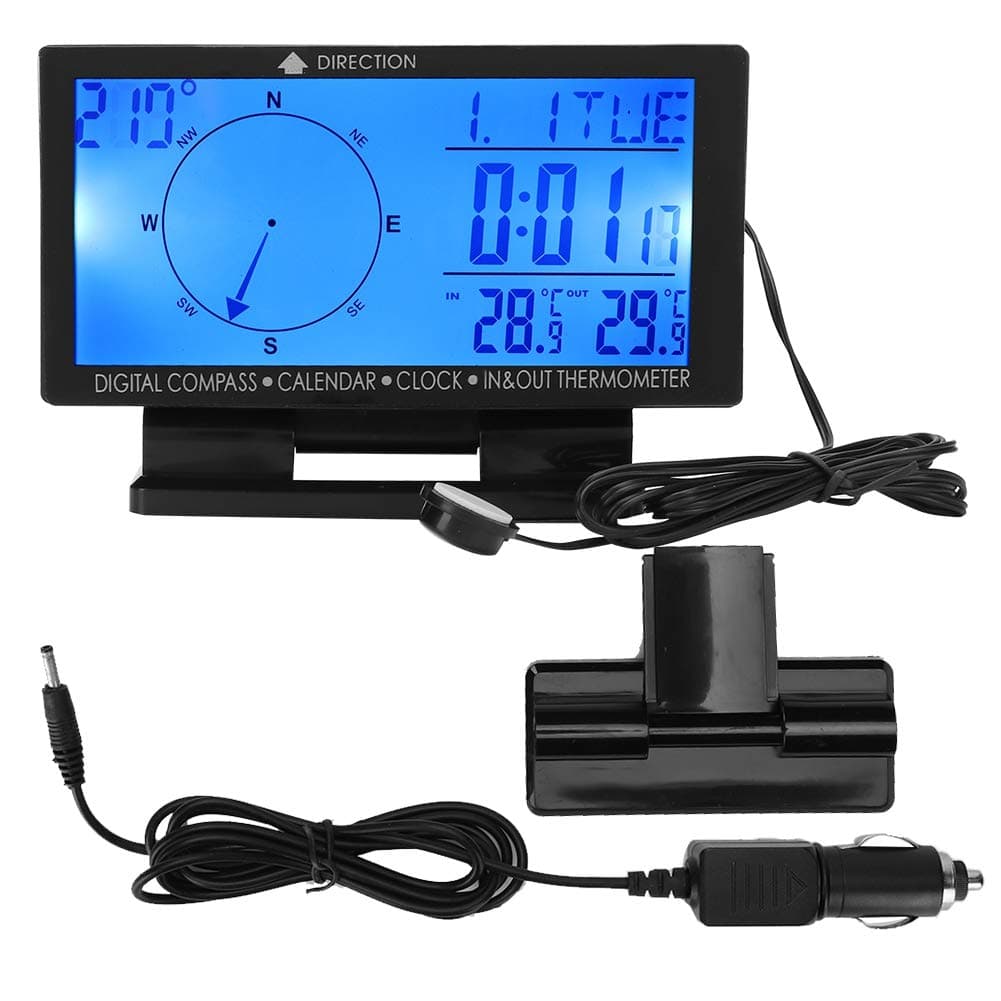 Versatility LCD Display Car SUV Dashboard Compass Thermometer Clock Gauge Meter
