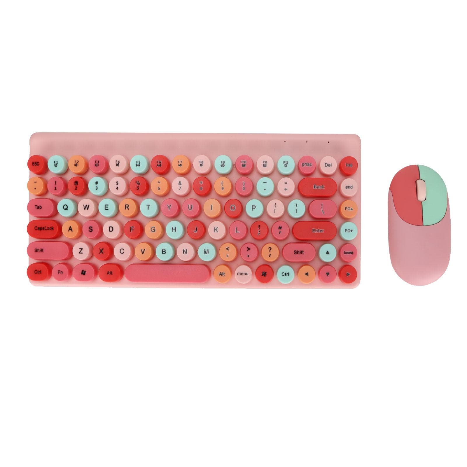 Keyboard Mouse Combo Wireless 86 Keys Cute Colorful Appearance Multimedia Buttons Light Quiet 2.4G pink