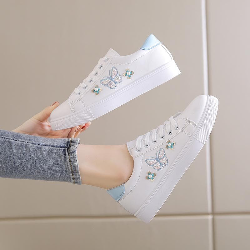 New Women's Sneakers Butterfly Embroidered Flats Women's Outdoor Running Vulcanized Shoes Breathable Women's Shoes Zapatos Mujer 40