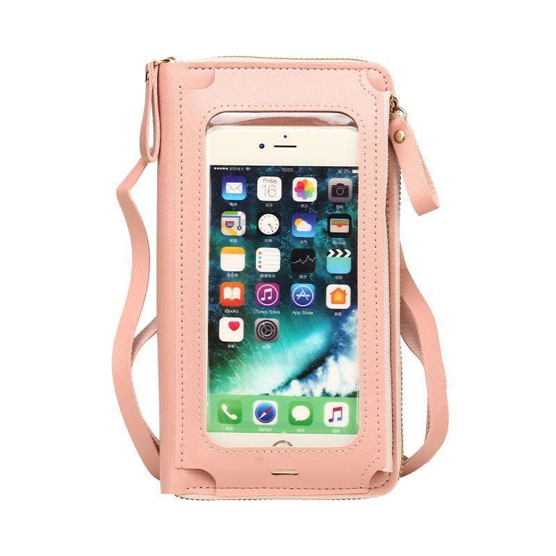 Women Crossbody Bags Touch Screen Cell Phone Purse Fashion Shoulder Bag Mobile Mini Wallet Card Holder Handbag for Female pink