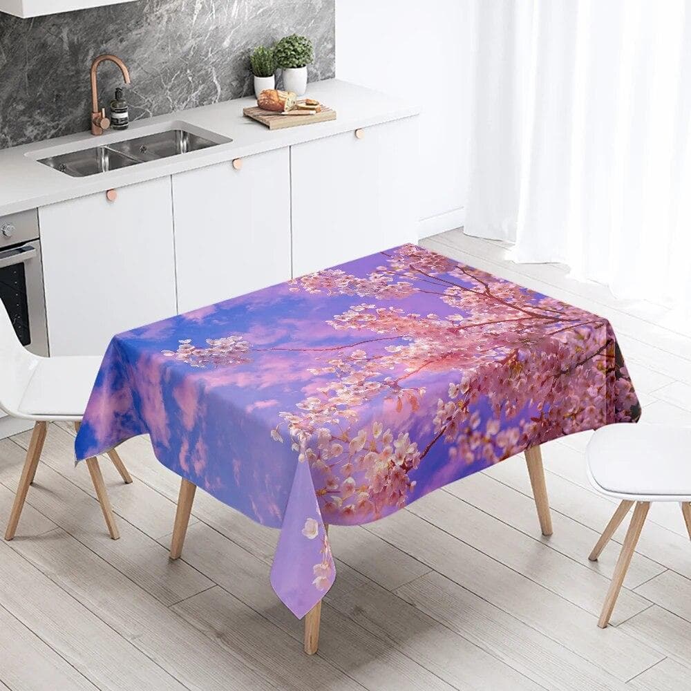 Flower Tablecloth Rose Cherry Blossom Wedding Decoration Restaurant Table Antifouling Home 140x240cm