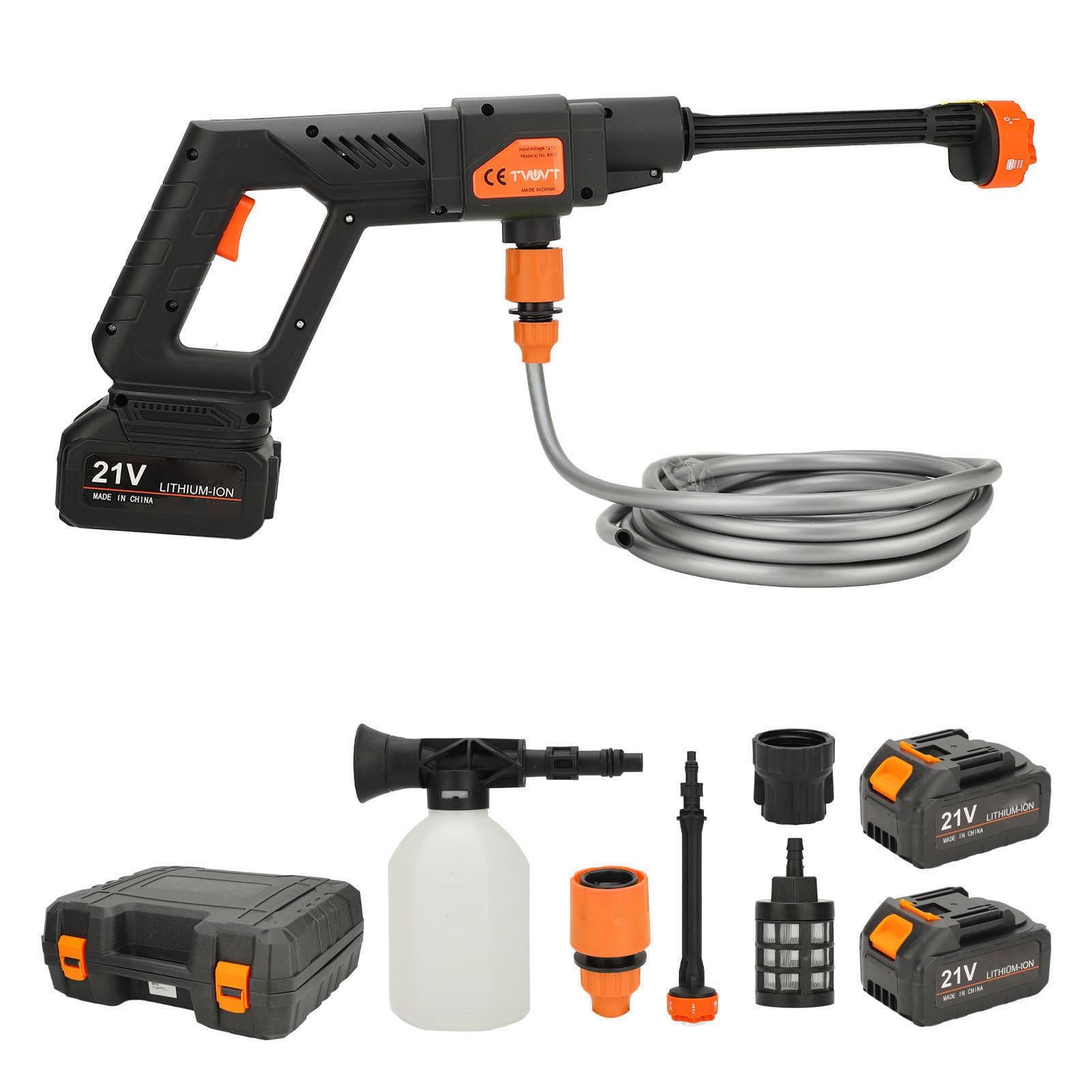 Cordless Pressure Washer 21V Lithium Battery Power Washer Portable Car Pressure Washer with 6 in 1