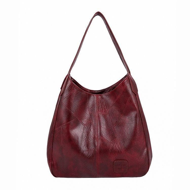 PU Dumplings Solid Color Lady Women Bag Retro Shoulder Bag Large Capacity Handbag 33cm*12cm*32cm burgundy