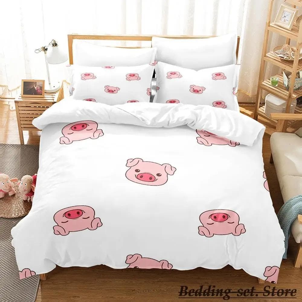 Funny Pig Bedding Set Single Twin Full Queen King Size Bed Set Aldult Kid Bedroom Duvetcover Sets Anime parure de lit Bed 70x133cm 2pcs