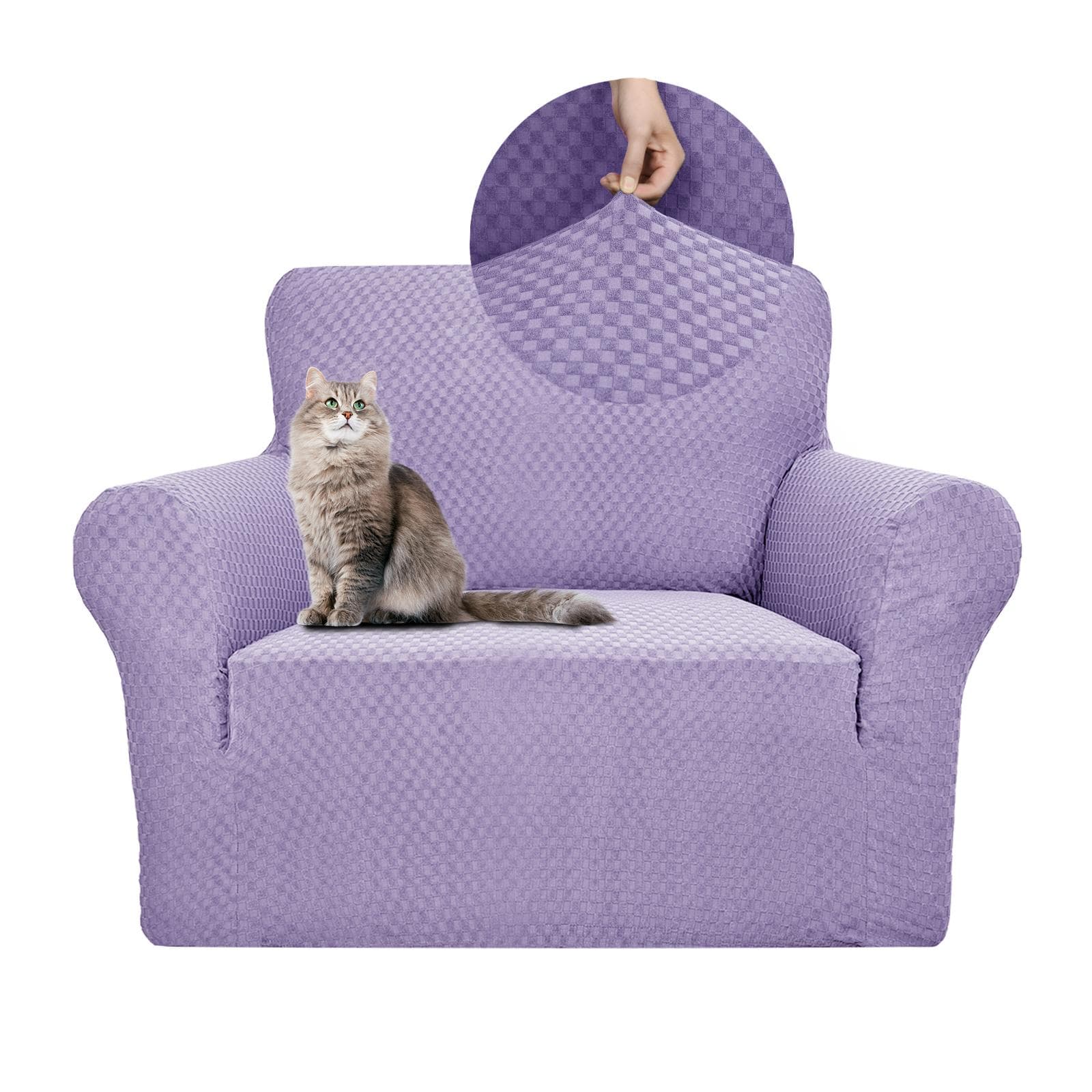 Knitted Square Jacquard Thickened Stretch Sofa Cover Fabric All-inclusive Full Cover Sofa Cushion Cover 1 Seat light purple