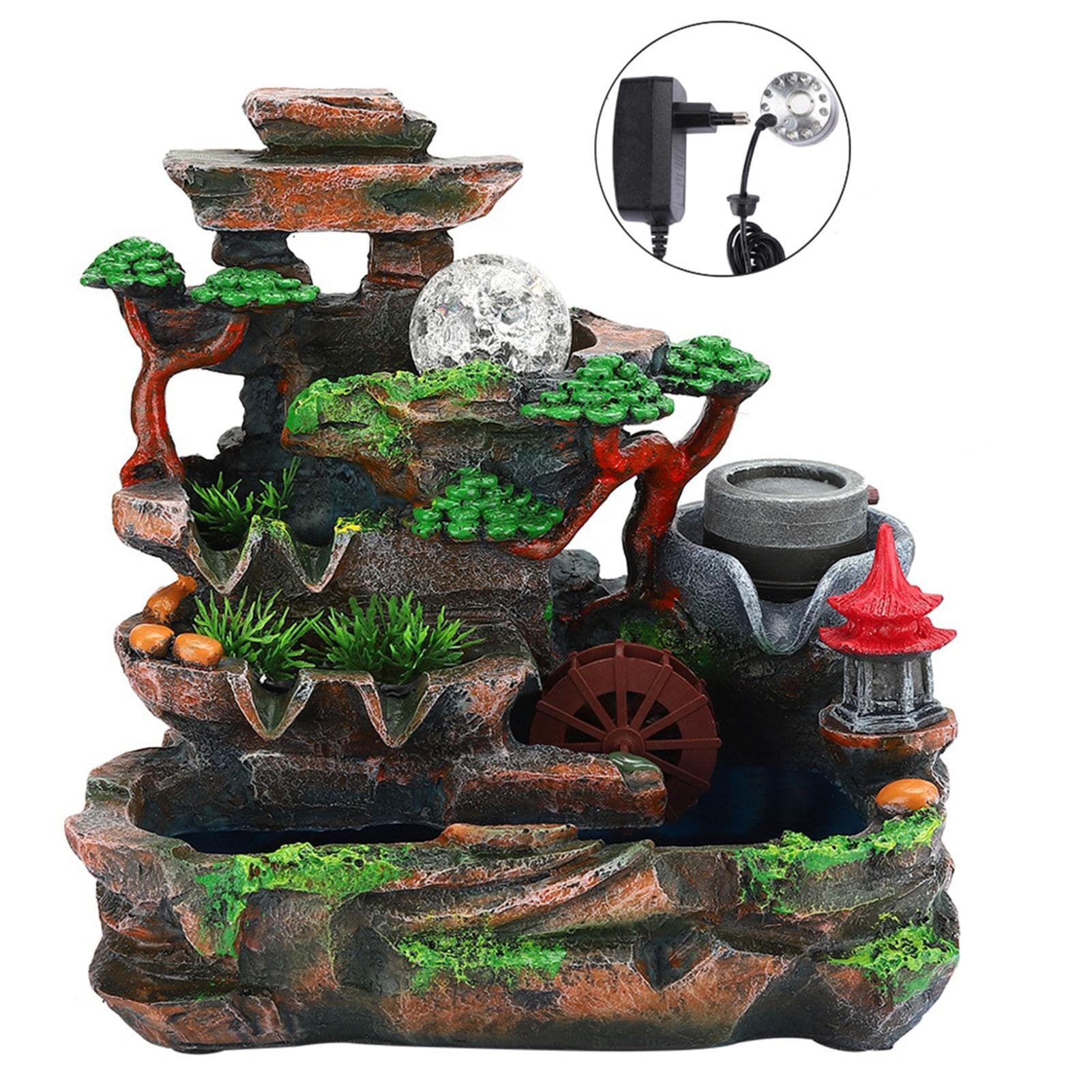 Unique Resin Desktop Water Fountain Landscape Decoration Home Ornament with Atomization EffectEU