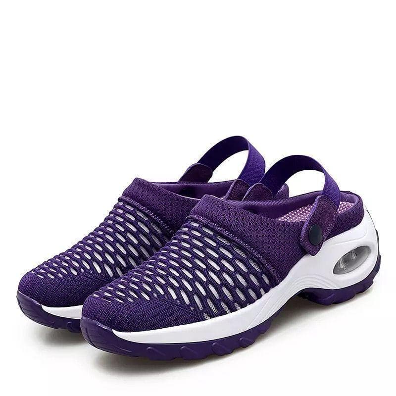 Summer Ladies' Mesh Orthopedic Clogs Arch Support Walking Shoes Breathable Outdoor Slippers for Women 38EU/CN39 purple