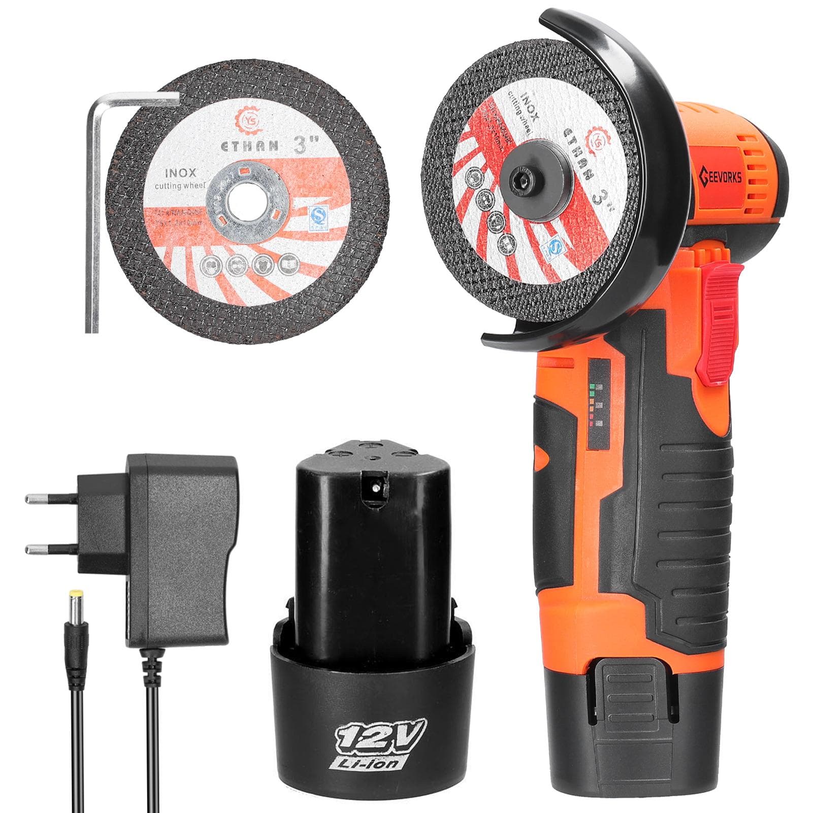 19500rpm Electric Grinding Tool Multifunctional Mini Grinder Handheld Cutter for Cutting Polishing EU Plug 2pcs batteries