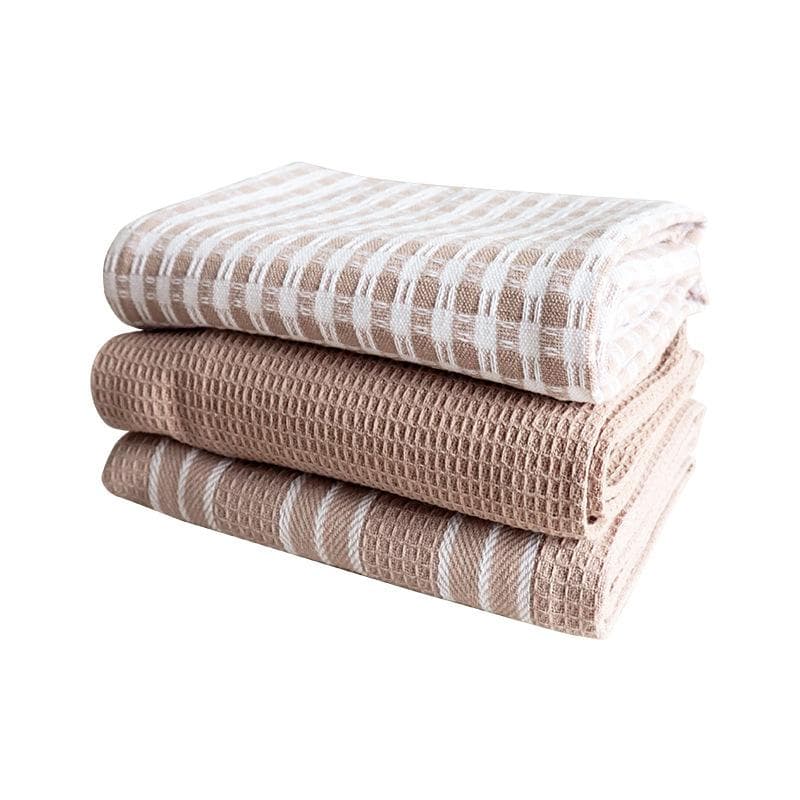 3Pcs/set Cotton Waffle Weave Kitchen Dish Cloths Ultra Soft Absorbent Quick Drying Dish Towels Household Tableware Towels coffee