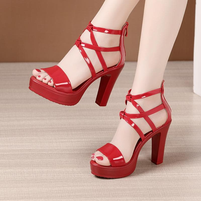 Fashion Block Heel Platform Sandals Women Wedding Party Shoes 2025Summer High Heels Gladiator Sandals Women Pumps Big Size32-43 37