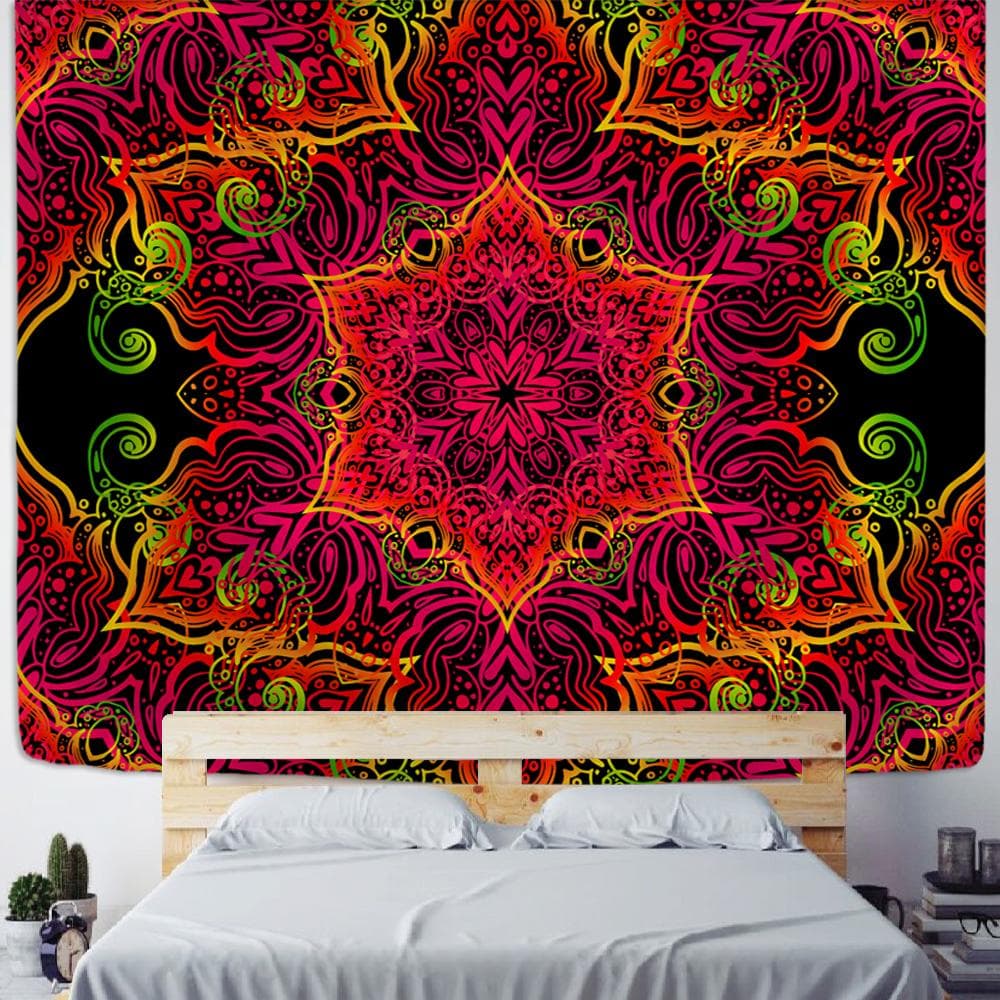 Colorful Mandala Large Tapestry Wall Hanging Boho Decor Trippy Polyester Hippie Sun Moon Farmhouse Carpets Dorm Decor Chakra 95x70CM