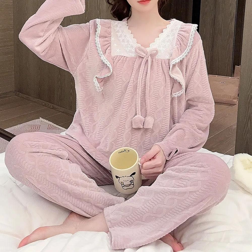 Extra Large Women's Pajamas Velvet Women's Winter Clothes Pajamas Women's Home Clothes 6XL purple