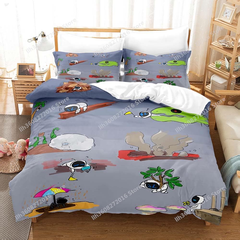 ASTRO BOT Bedding Set Single Twin Full Queen King Size Bed Set Adult Kid Bedroom Duvetcover Sets 3D Print Anime Bed Sheet S EU Single(135x200cm)
