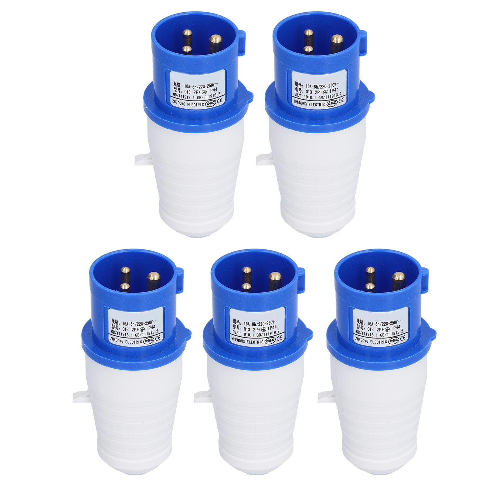 5Pcs Industrial Connector 3 Pin Single Phase Aviation Power Supplies 16A 2P+E