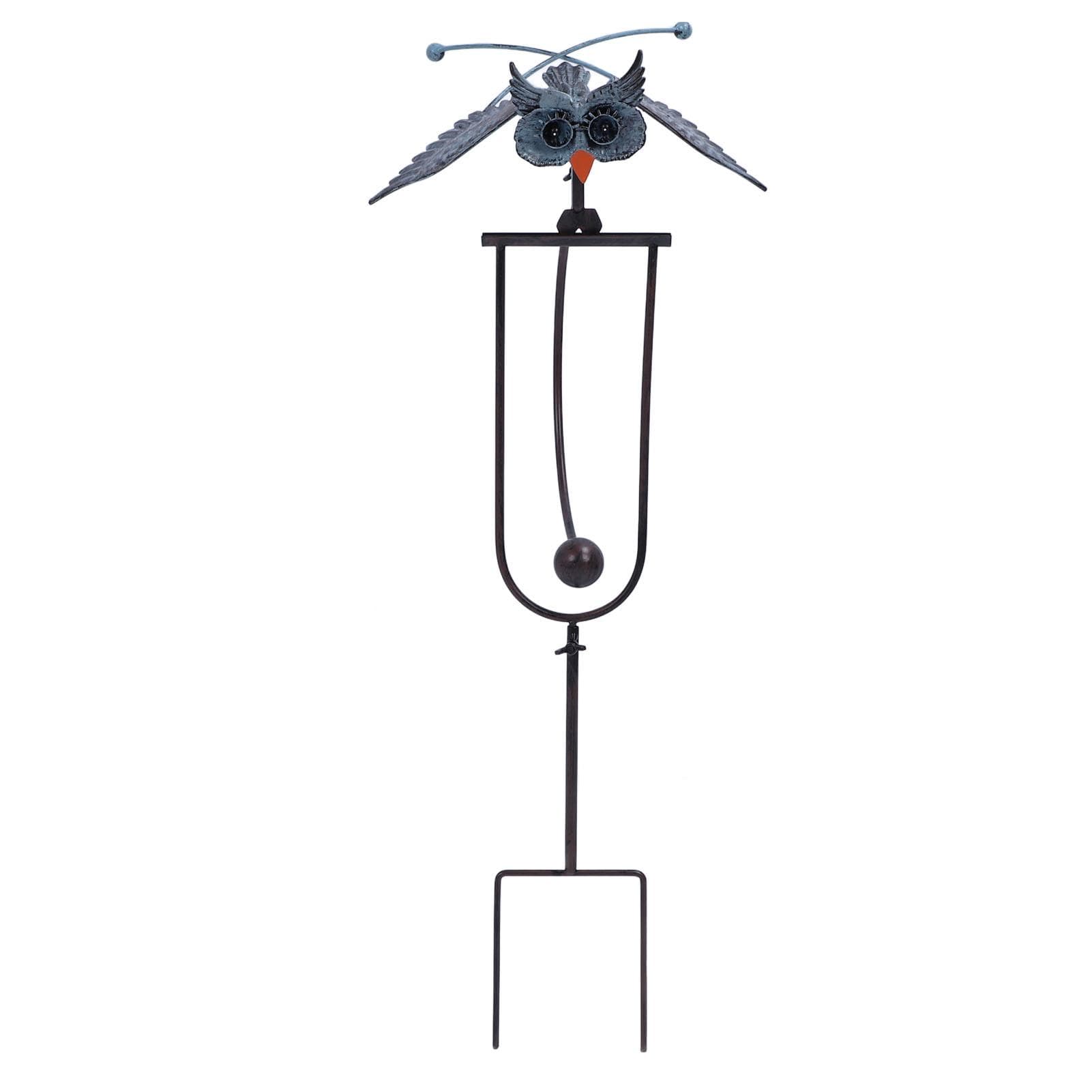 Outdoor Owl Stake Iron Simulated Handmade with Flexible Joints Owl Lawn Decor for Garden