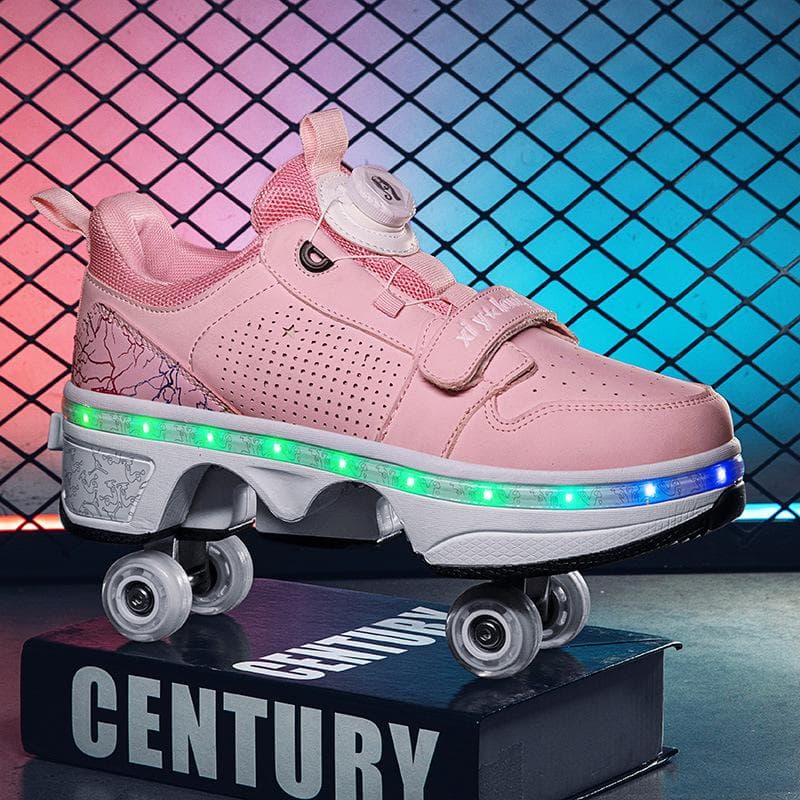 Runaway Shoes 6 To 15 Years Old Domineering Roller Skates Children's Deformation Skates Four-wheel Automatic Collection 40