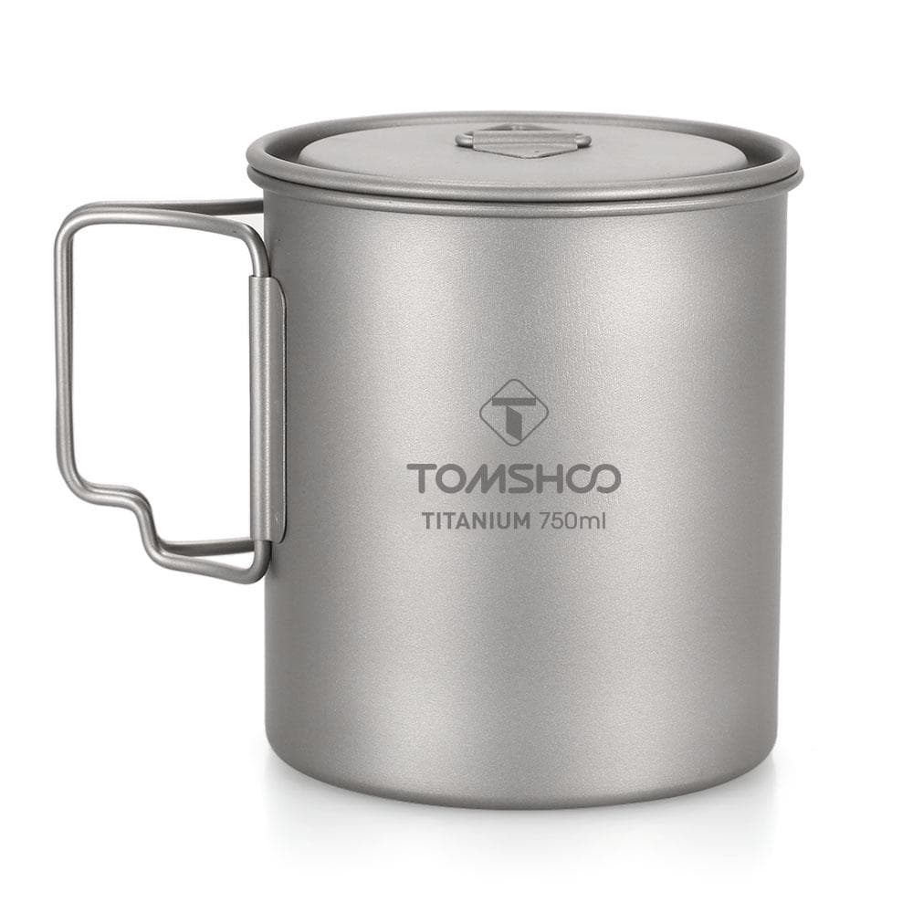 TOMSHOO Ultralight 750ml Titanium Cup Outdoor Portable Camping Picnic Water Cup Mug with Foldable