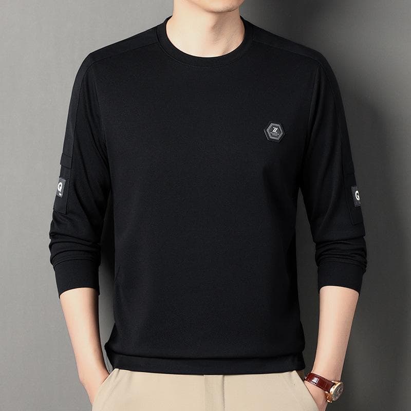 Autumn New Men's Crewneck Hoodie Korean Version of Fashion Casual Print Solid Color Long Sleeve T-shirt Men 130-4XL