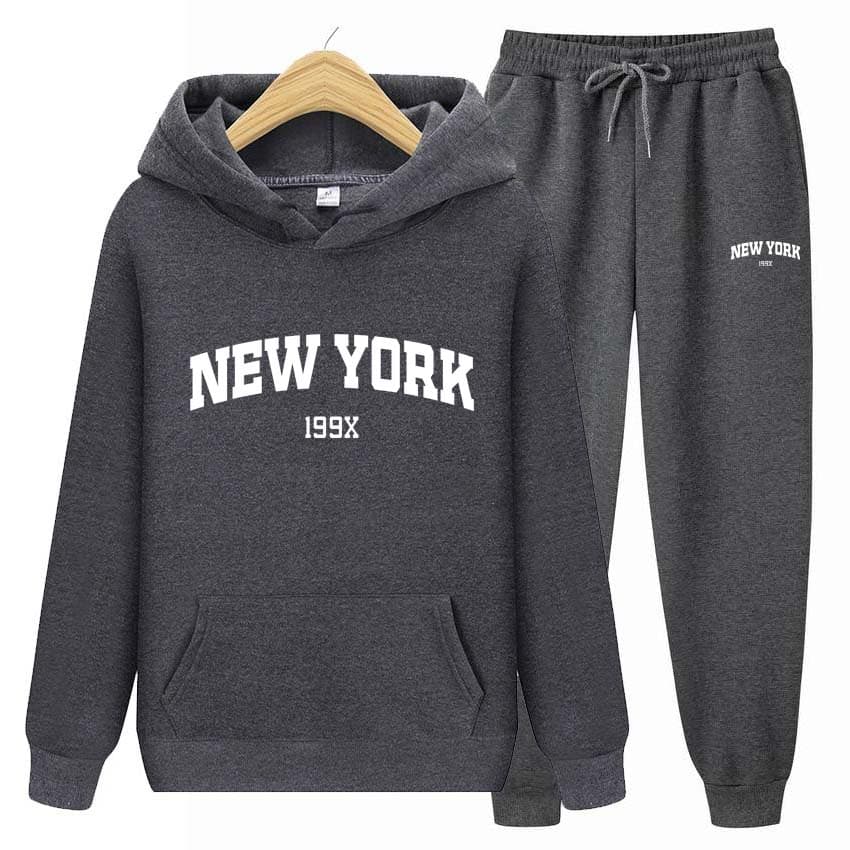 Tracksuit 2 Pieces Set 199X New York Print Sweatshirt Hoodies Sweatshirt+Pants Suit Hoodie Sportswear Jogging Men's Sets L