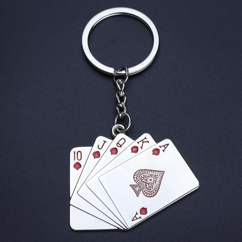 1PCS Unisex Keyring Creative Poker Key Holder Men's Car Keychains Versatile Key Ring Metal Key Chain Accessories red