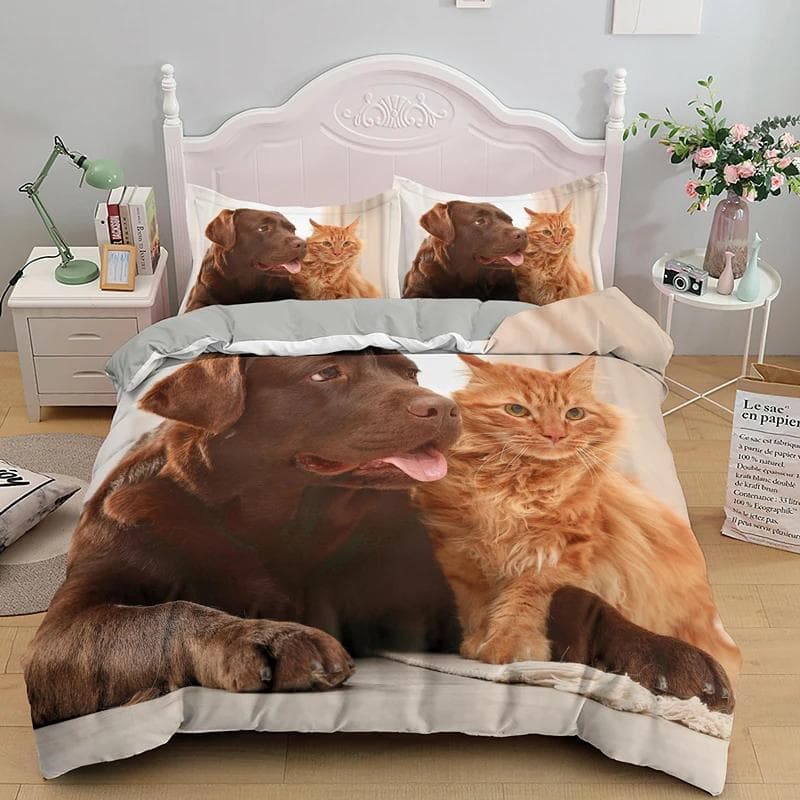 Animal Cat Duvet Cover King Queen Black White Funny Cute Pet Kitty Bedding Set for Boys Teens Adult Fashion Soft Comforter Cover EU single(135x200cm)