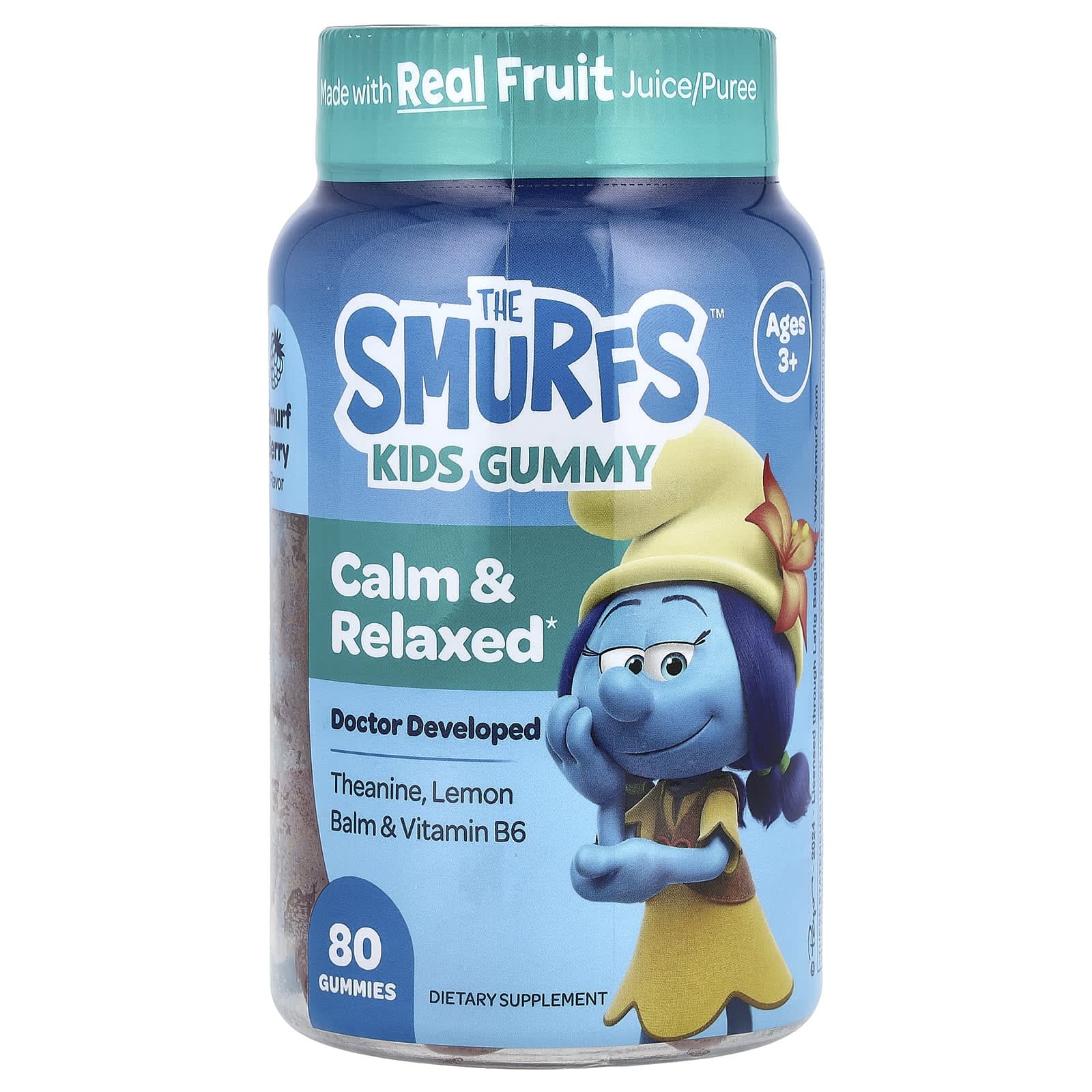 The Smurfs, gummies for children, soothing and relaxing effect, ages 3 and up, Smurfs berries, 80 gummies
