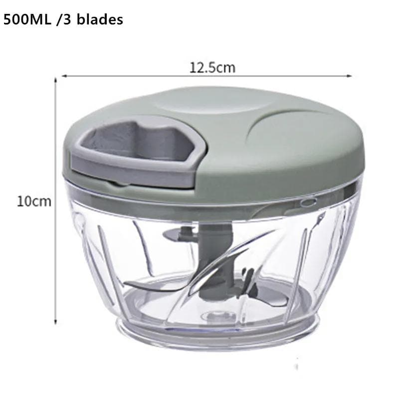 500/900ML Manual Meat Mincer Garlic Chopper Hand Pull Press Crusher Vegetable Grinder Chili Onion Cutter Kitchen Cooking Tools 500ML green