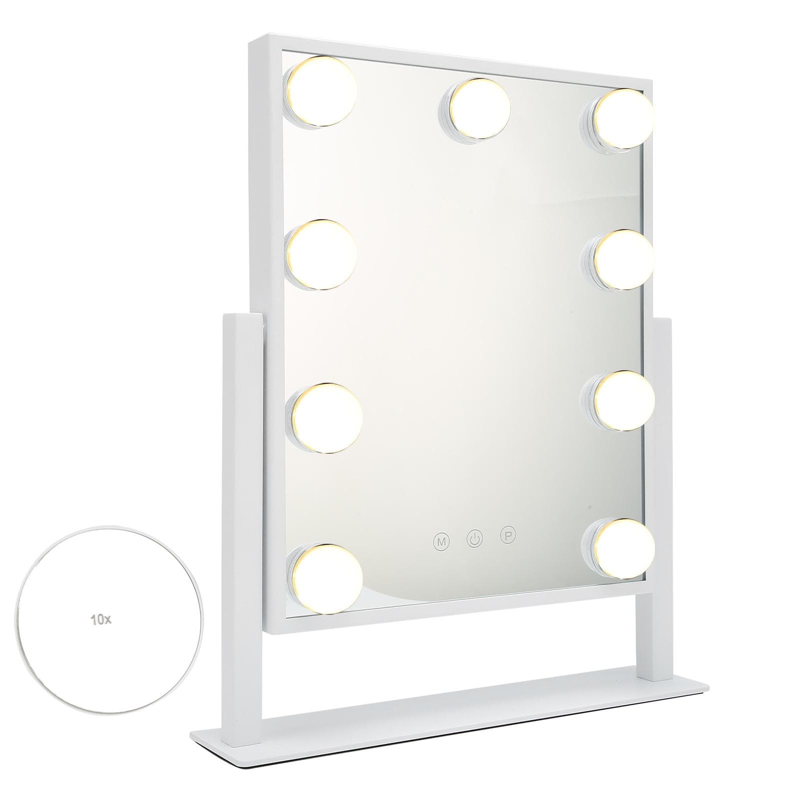 Makeup Mirror with 9 LED Lights Cosmetic Mirror 3 Color Mode Lighting Mirror 10 Times Magnification EU Plug