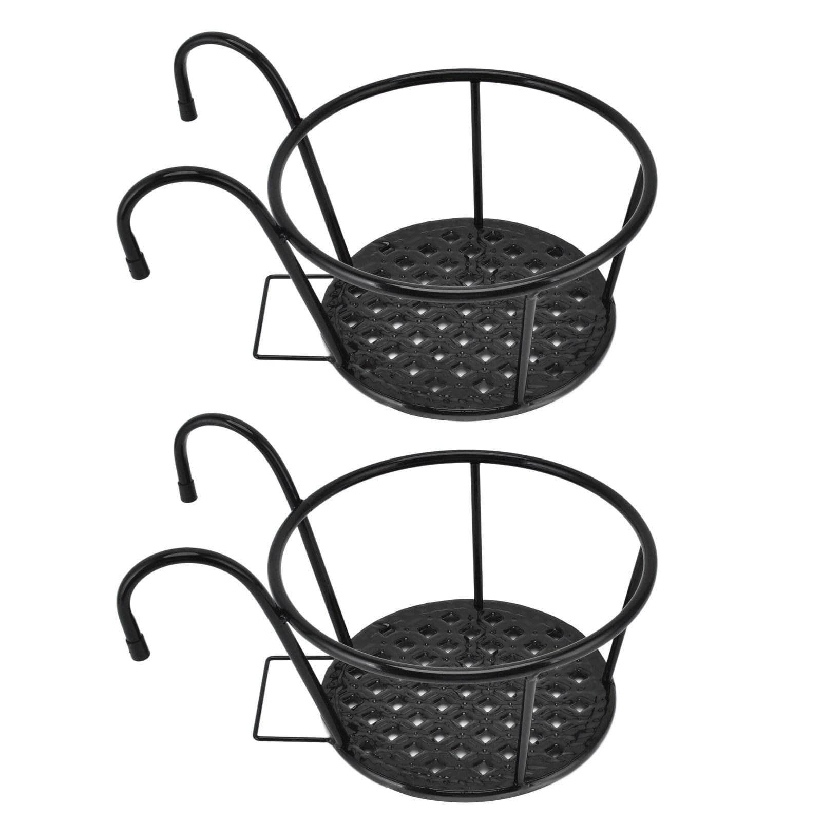 2pcs Hanging Planters Basket Multipurpose Iron Art Hanging Railing Plant Holder for Patio Balcony