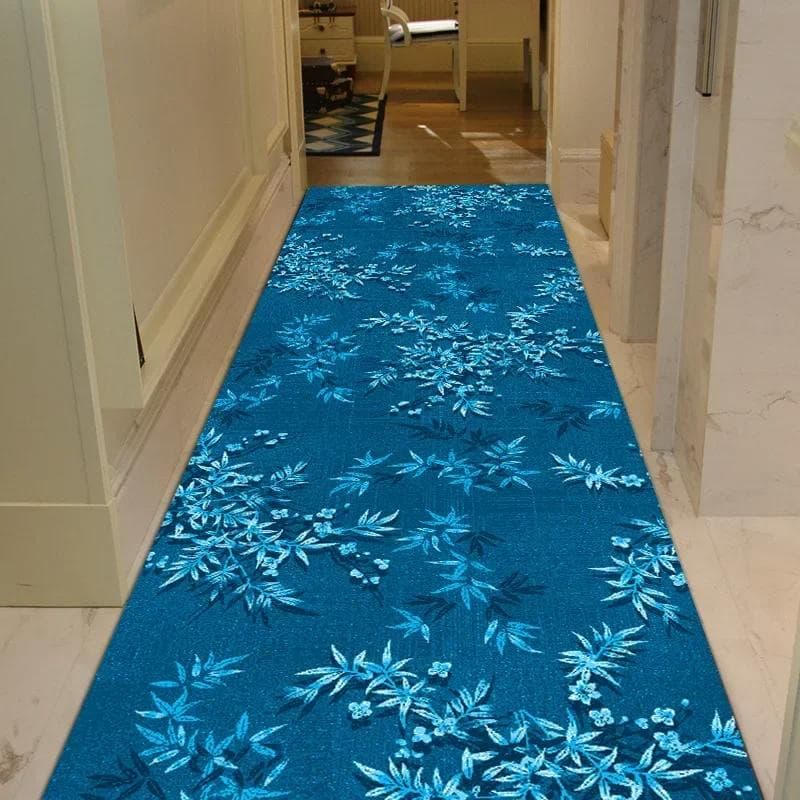Luxury Corridor Long Carpets For Runner Hallway Blue Gold Jacquard Rug Living Room Hotel Stairway Mat Nonslip Home Kitchen Rug 80x200cm 31.4x78.7in