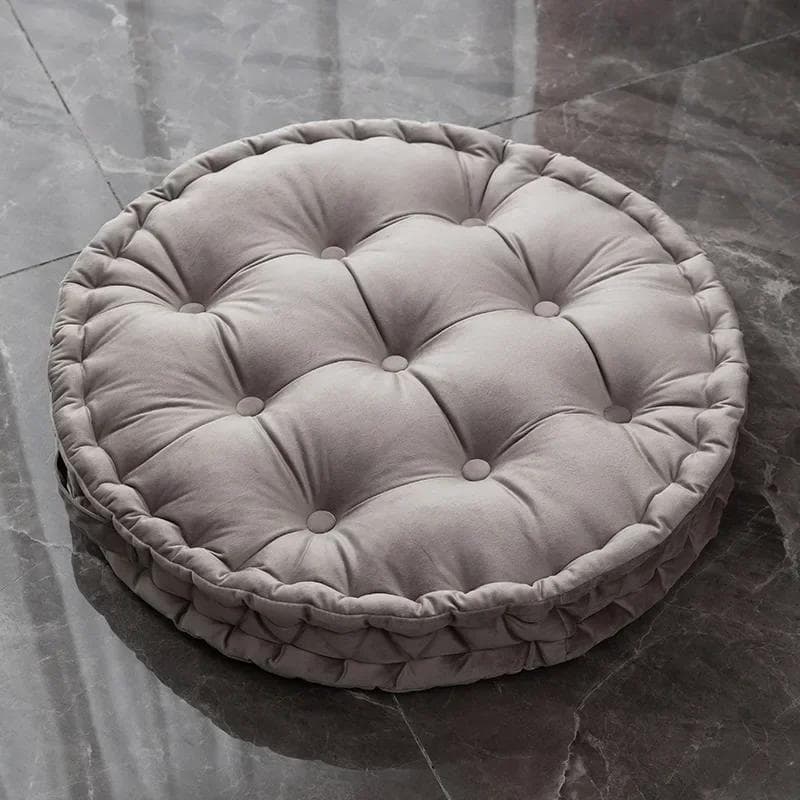60x60cm Nordic Plain Velvet Tatami Round Cushion Pillow Thickened Winter Sofa Back Cushion Floor Meditation Cushion Futon Round 60x60CM