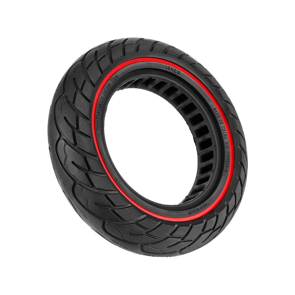 10x2.5 Inner Hollow Honeycomb Solid Tire 10 Inch Electric Scooter Explosion-Proof Tubeless Tire Red Circle Pattern black