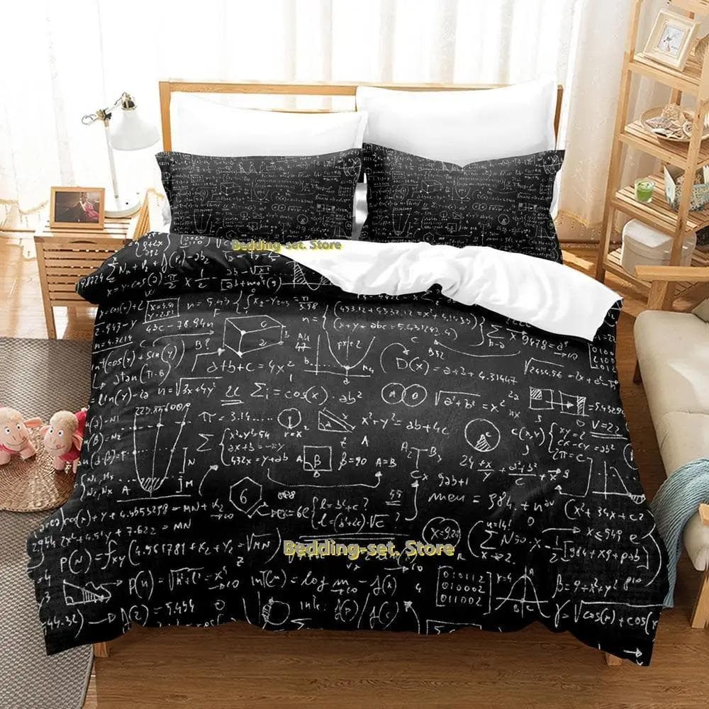 New Blackboard Formula Bedding Set Single Twin Full Queen King Size Bed Set Adult Kid Bedroom Duvetcover Set mathematical genius 70x133cm 2pcs