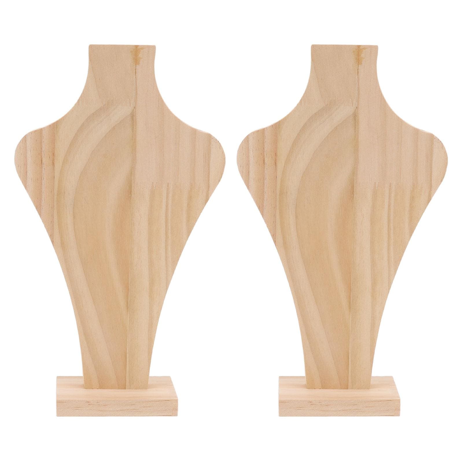 2pcs Wooden Necklace Display Stand Vase Shaped Light Weight Solid Wood Jewelry Rack for Home and